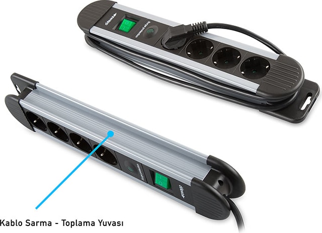 Swapp Spgks03 1.5M 3G1.5Mm2 900 Joule 3Lü Akım Kor. Gri Priz Çoklayıcı