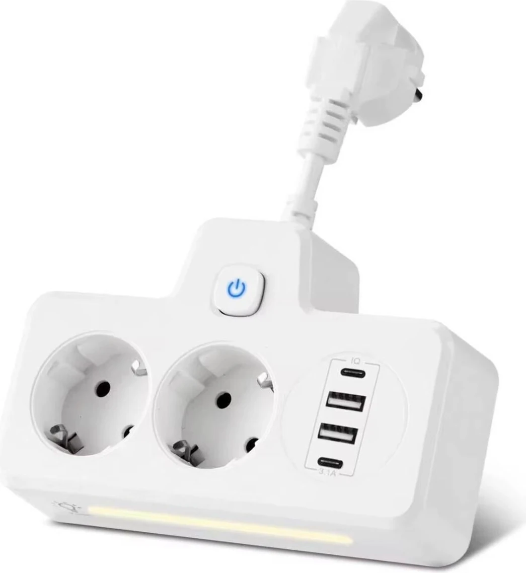 Çok Fonksiyonlu Akım Korumalı Priz ve USB Şarj Istasyonu - Ayarlanabilir Gece Lambalı