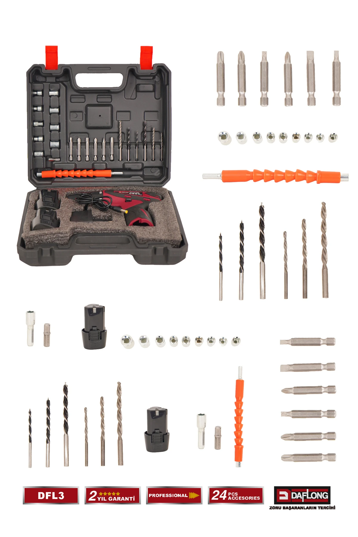 12V 2.0 AH ÇİFT AKÜLÜ ARMUT BATARYA MATKAP DFL3