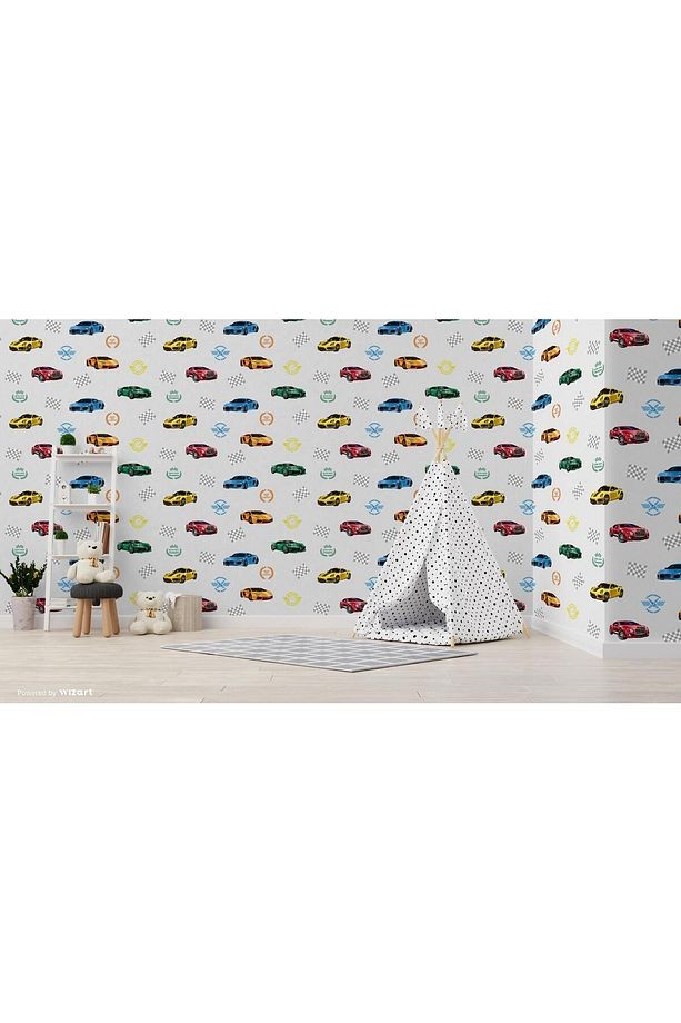 Ada Kids 8909-2 Duvar Kağıdı Gri Arabalı