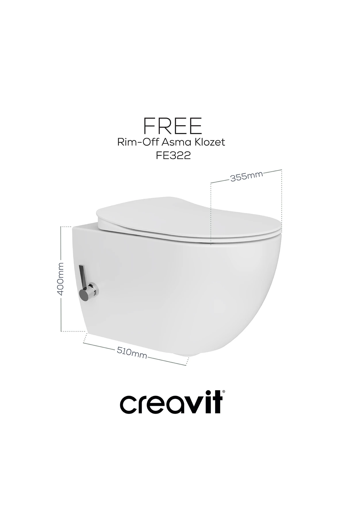 Free Rim-Off T.M Thermoplast Yavaş Kapanan Klozet Kapaklı Beyaz Set