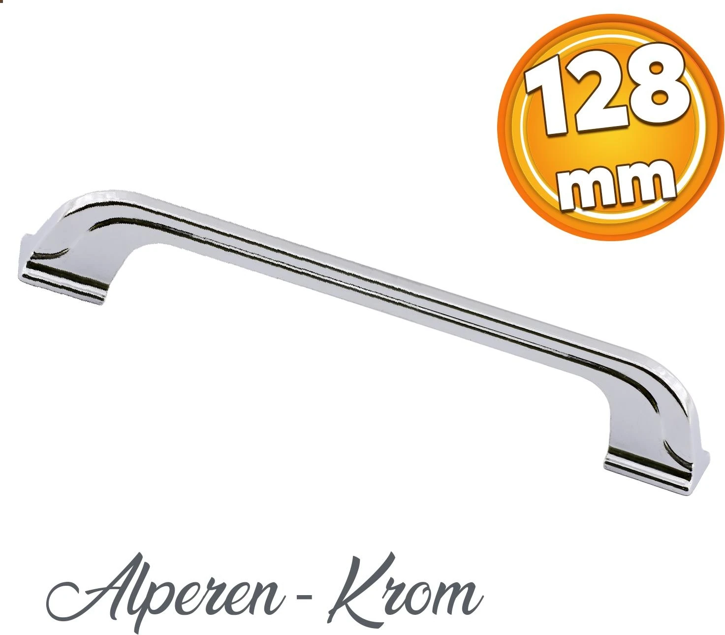 Alperen 128 mm Düz Mobilya Mutfak Dolabı Çekmece Dolap Kapak Kulbu Krom Metal Kulp