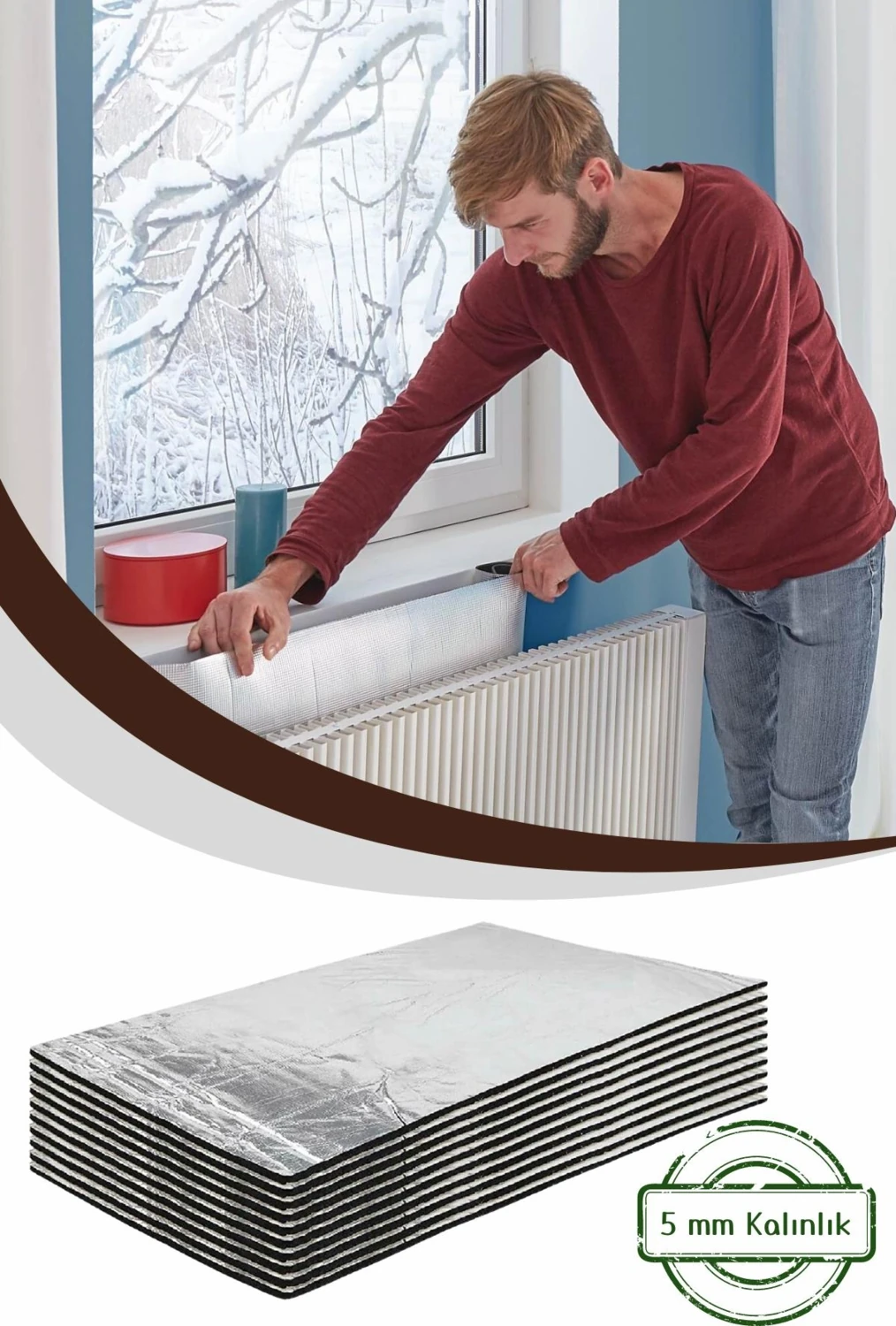 8 Adet Kalorifer Radyatör Arkalığı Isı Yalıtımı Levhası Petek Arkası Alüminyum Folyo Izolasyon Plaka