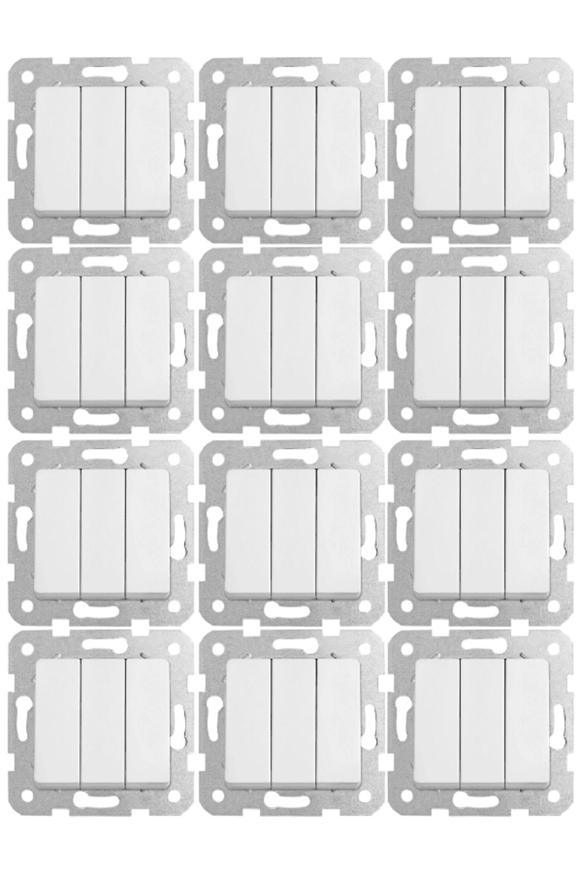 Viko Linnera Üçlü Anahtar Beyaz 90440068 (Çerçeve Dahil) (12 Adet)