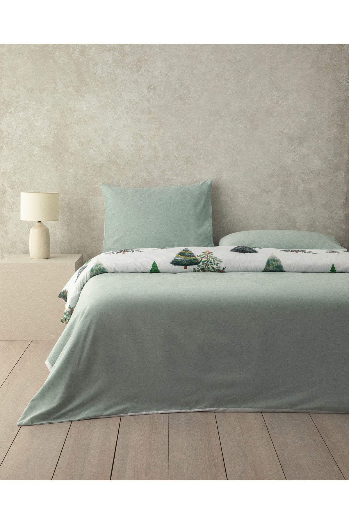 Pine Serenity Dijital Baskılı Soft Cotton Çift Kişilik Nevresim Takımı Yeşil