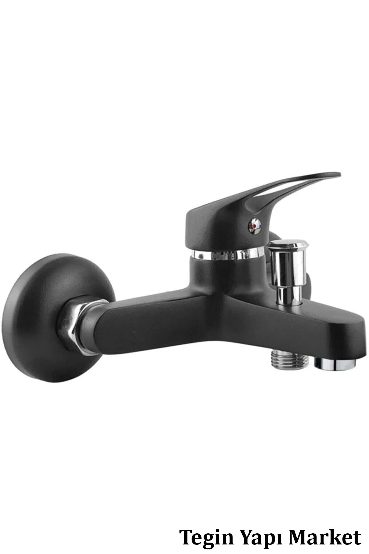 Teginyapımarket Armatür Lüx Siyah Tepe Robot Duş Seti ve banyo bataryası ikili set