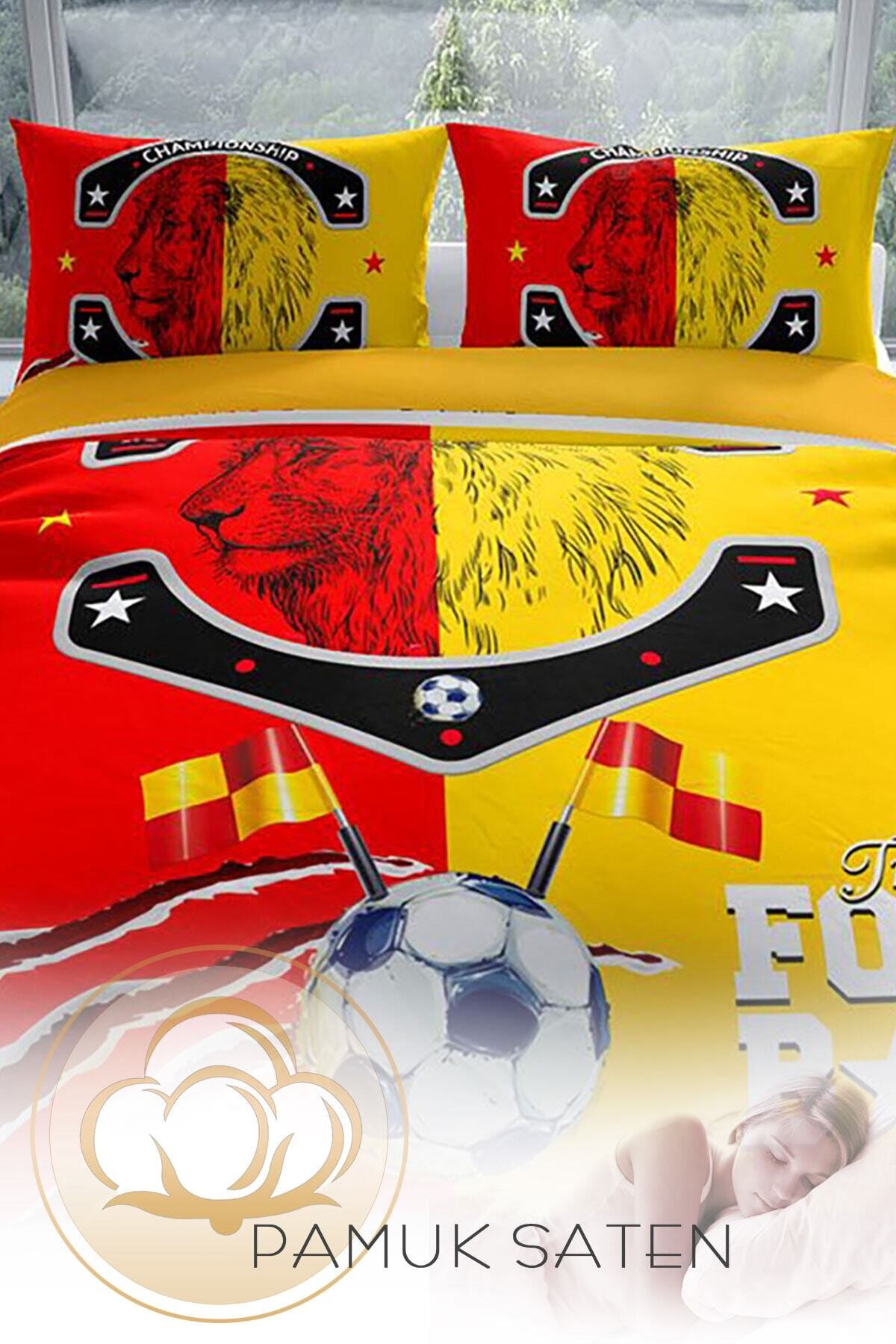 Kıng Sıze Red & Yellow 3d Çift Kişilik Nevresim Takımı 220x240cm