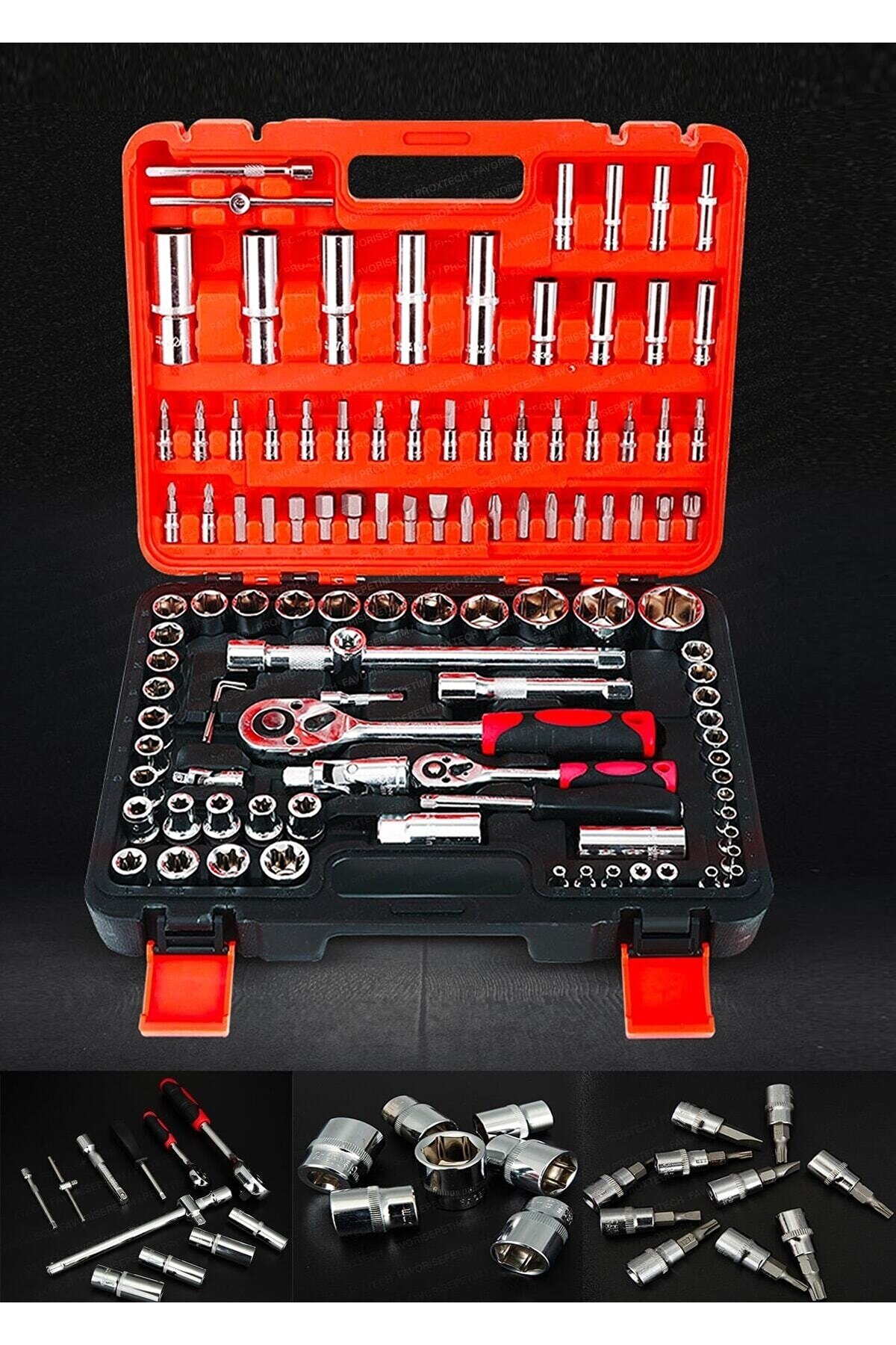 108 Pcs Crv Çeliği Profesyonel Parlak Lokma Takımı 1/2-1/4 (108 Parça)