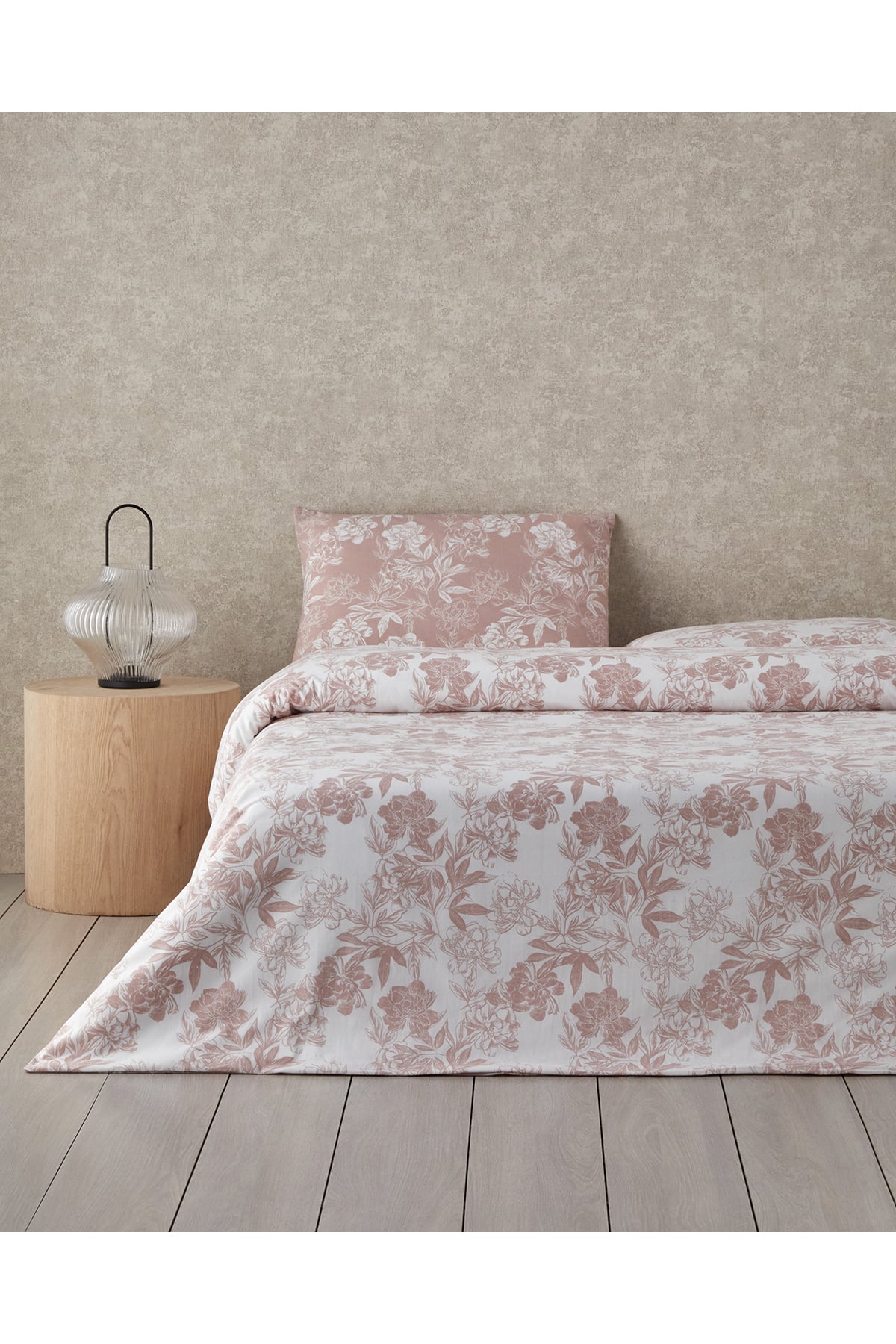 Floral Vine Kolay Ütülenir Tek Kişilik Nevresim Takımı 160x220 cm Pembe