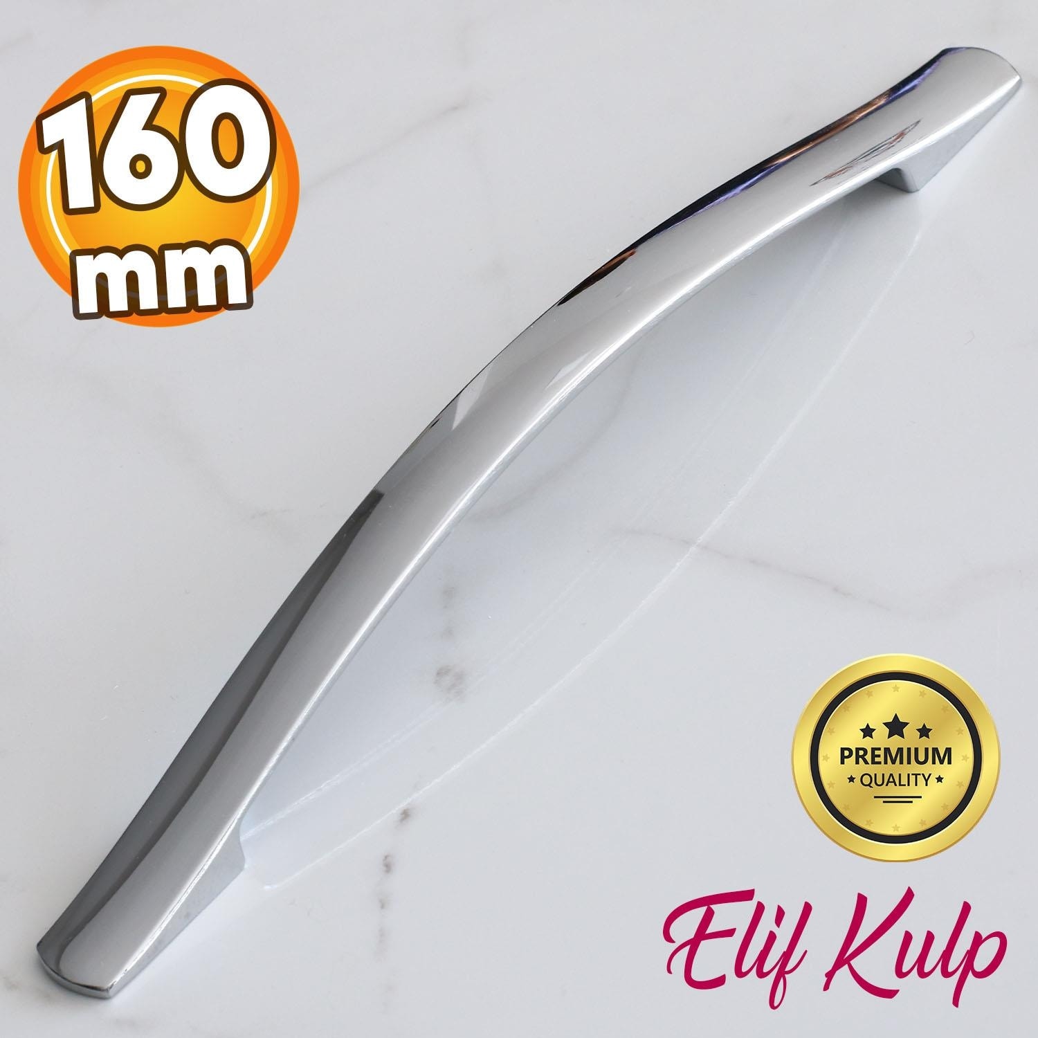 Elif Krom Metal Kulp 160 Mm-16 cm Mobilya Çekmece Mutfak Dolabı Dolap Kapak Kulpları Kulbu Kulpu