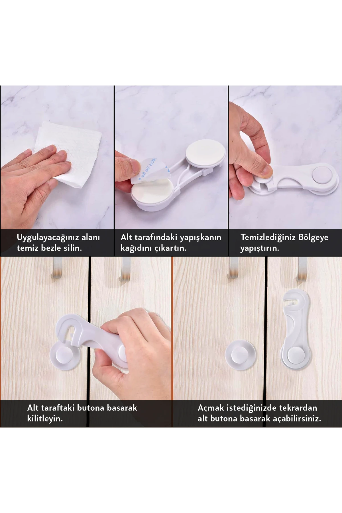 (10 ADET) Çok Amaçlı Dolap Kilidi Seti Bebek Ve Çocuk Güvenlik Kilidi