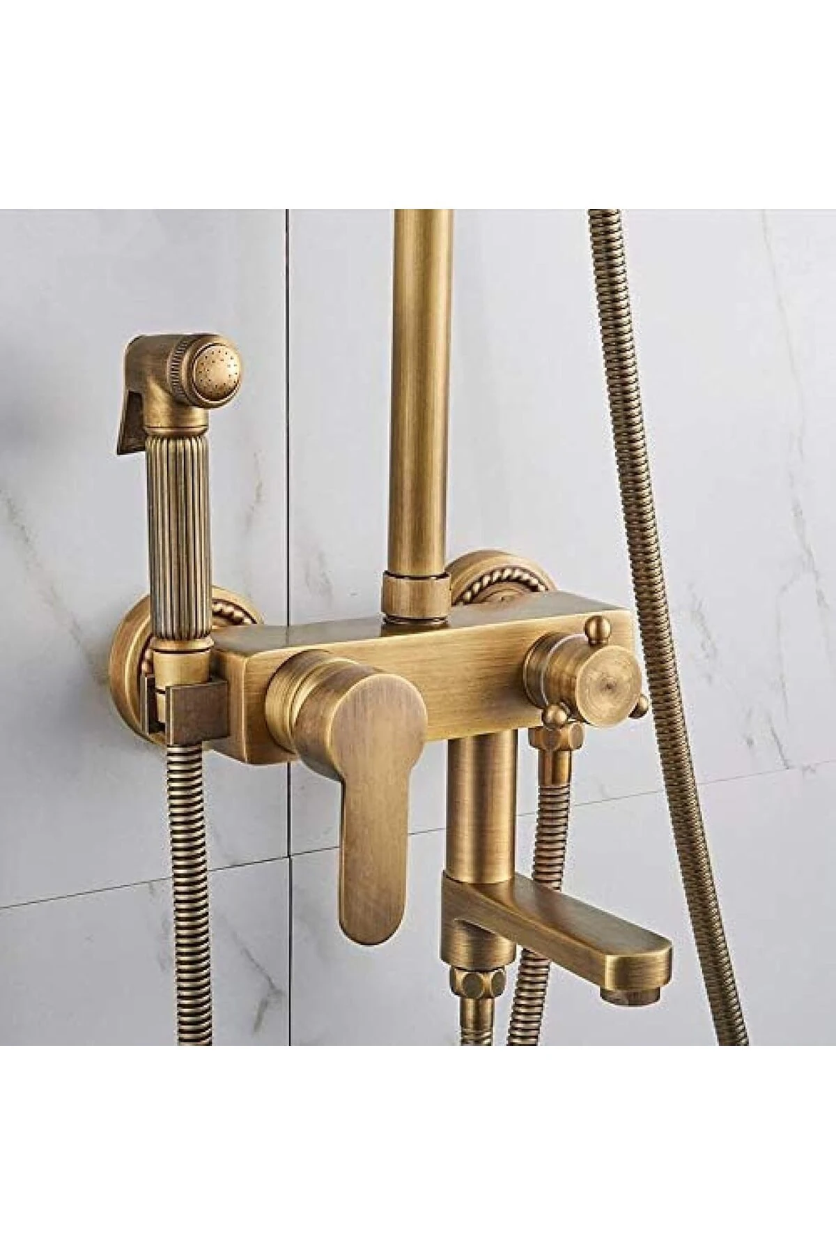 Banyo Bataryası ve Duş Seti Antik Renk Bide Fiskiyeli Yeni Model 7 Yıl Garantili İthal