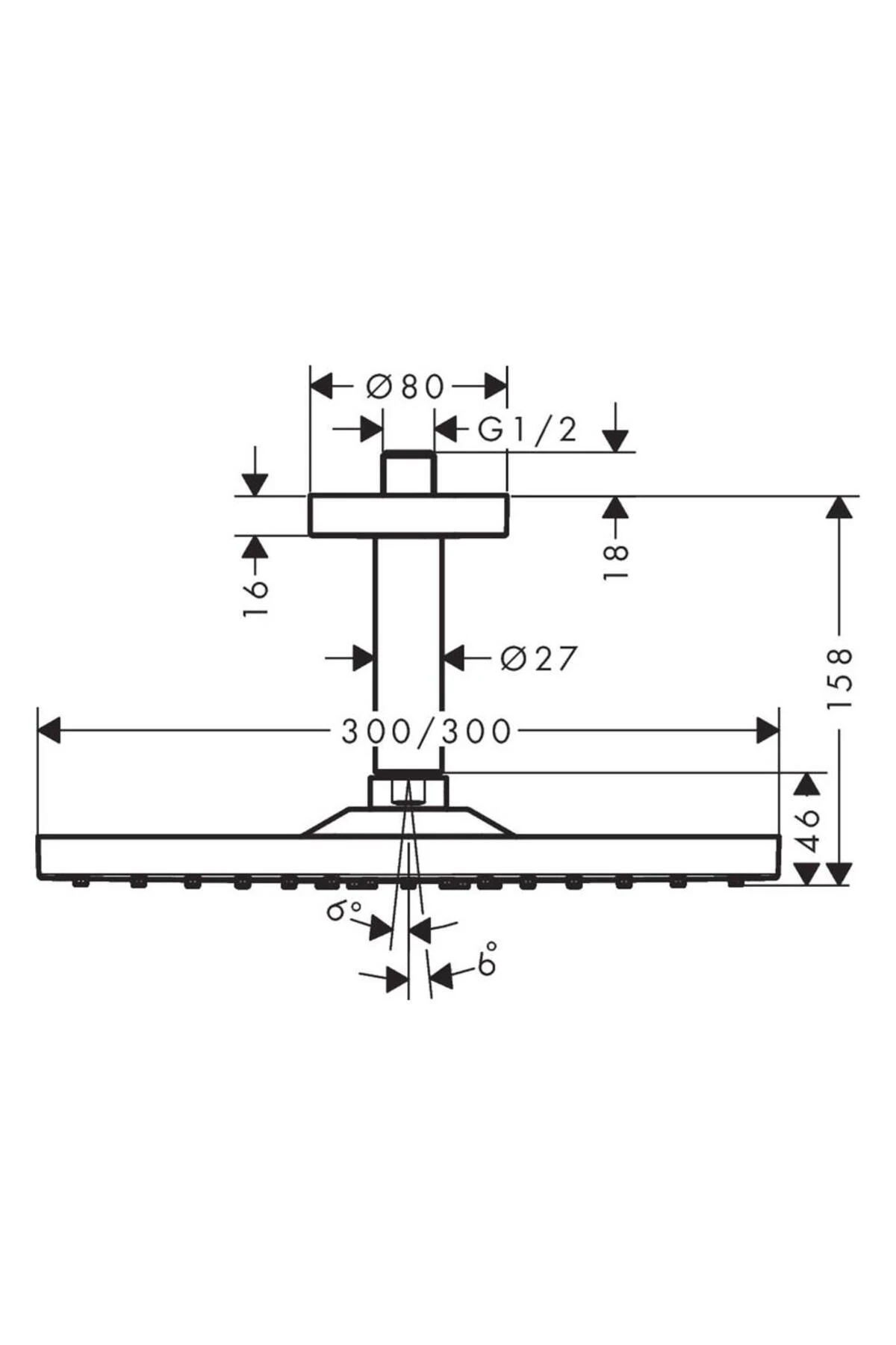 Raindance E 300 1jet Tep.duş. Tav. Bağ. 100 Mat Siyah