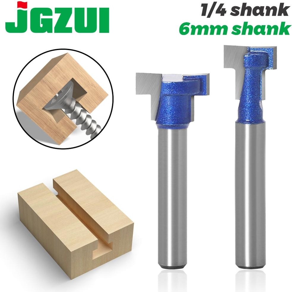 2 Adet 6.35MM Sap 6mm 1/4 Inç Shank T-Yuvası Kesici Yönlendirici Bit Seti Anahtar Deliği Uçları Altıgen Cıvata T Planya Freze Kesicisi Ahşap Ağaç Işleme Aleti (Yurt Dışından)