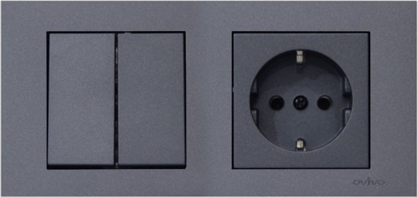 Grano Füme 2'li Set Komütatör ve Topraklı Priz Set