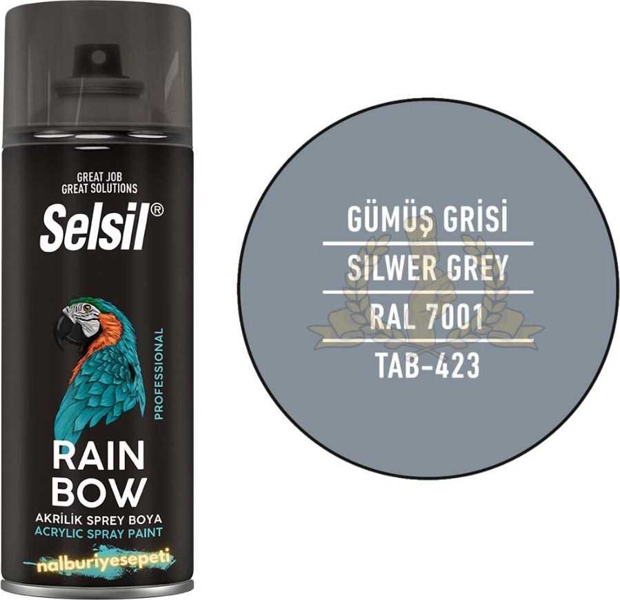 Rainbow Akrilik Sprey Boya Gümüş Gri 400 Ml. - Ral7001