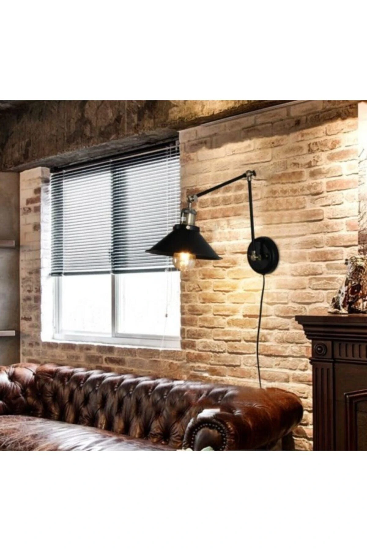 Retro Rustik Vintage Mafsalı Akrobat Aplik Kablolu Fişli Anahtarlı