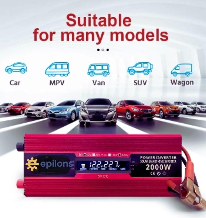 12V 2000W Modifiye Sınus Inverter 220V Dijital Göstergeli- Taşınabilir Güç Kaynağı