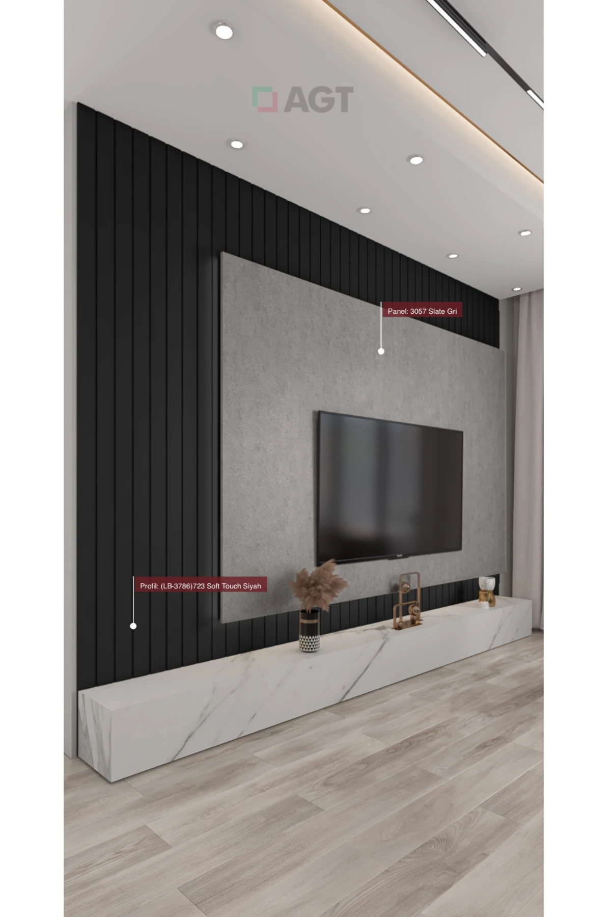 AKYÜREK  LB 3786 SOFT SİYAH DEKOR PROFİL DUVAR KAPLAMA PANEL LAMBRİ