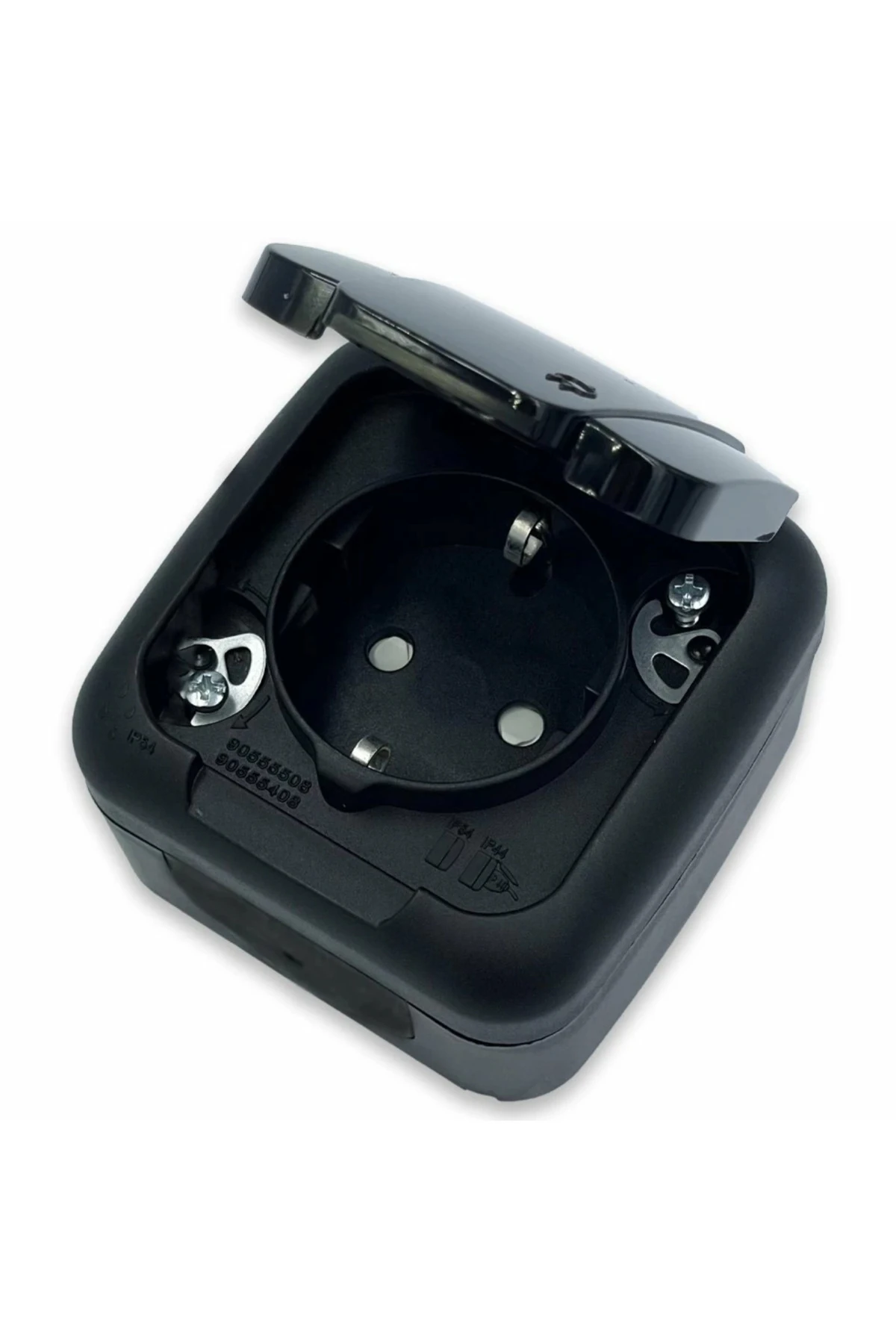 Viko Siyah Palmiye Nemliyer Kapaklı Topraklı Priz Ip54