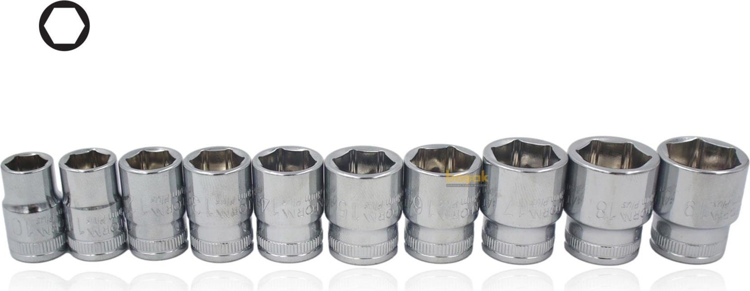 10 - 19 mm 3/8" 10 Parça Raylı Lokma Anahtar Takımı C12-RH10