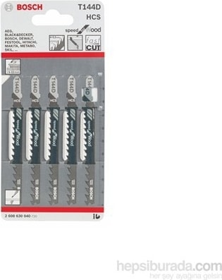 BOSCH - Hızlı Kesim Serisi Ahşap İçin T 144 D Dekupaj Testeresi Bıçağı - 5'Li Paket