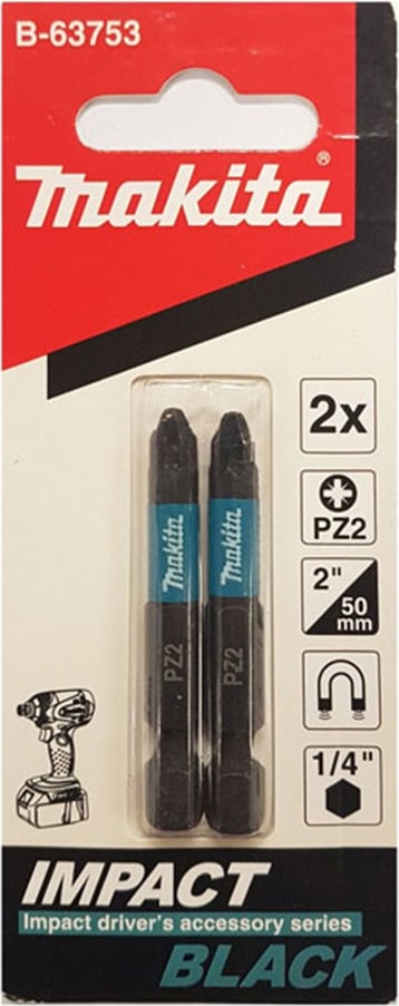 MAKİTA B-63753 2 Adet Impact Black Pz2 50 mm Vidalama Bits Uç