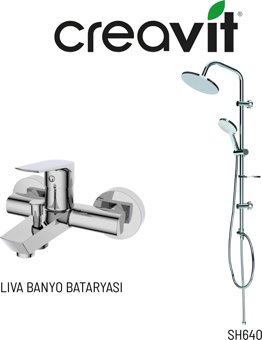 SH640 Tepe Duş Sistemi ve Liva Banyo Bataryası LV2500