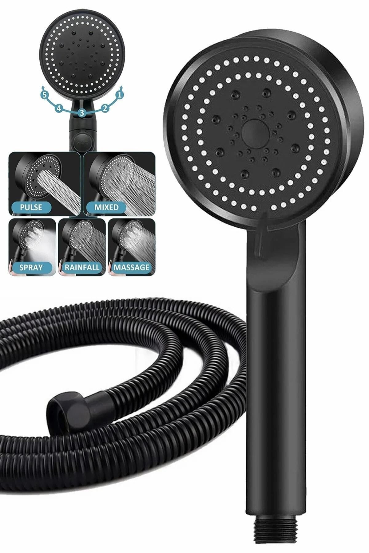 5 Fonksiyonlu Duş Başlığı Duş Hortumu Duş Seti