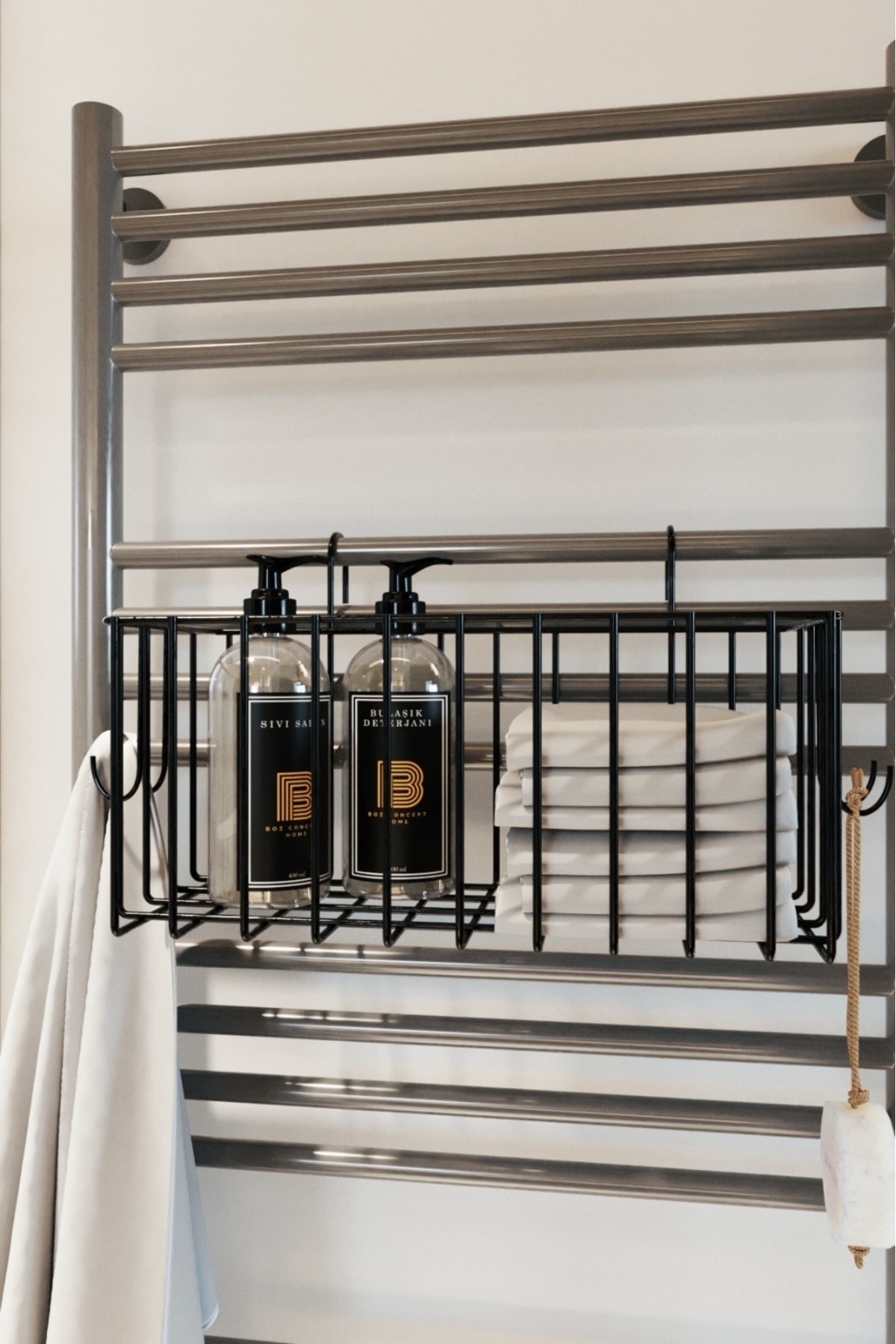 Kancalı  Banyo Havlupan Askısı  Fönlük Havluluk  Banyo Aksesuarı Düzenleyici Banyo Rafı