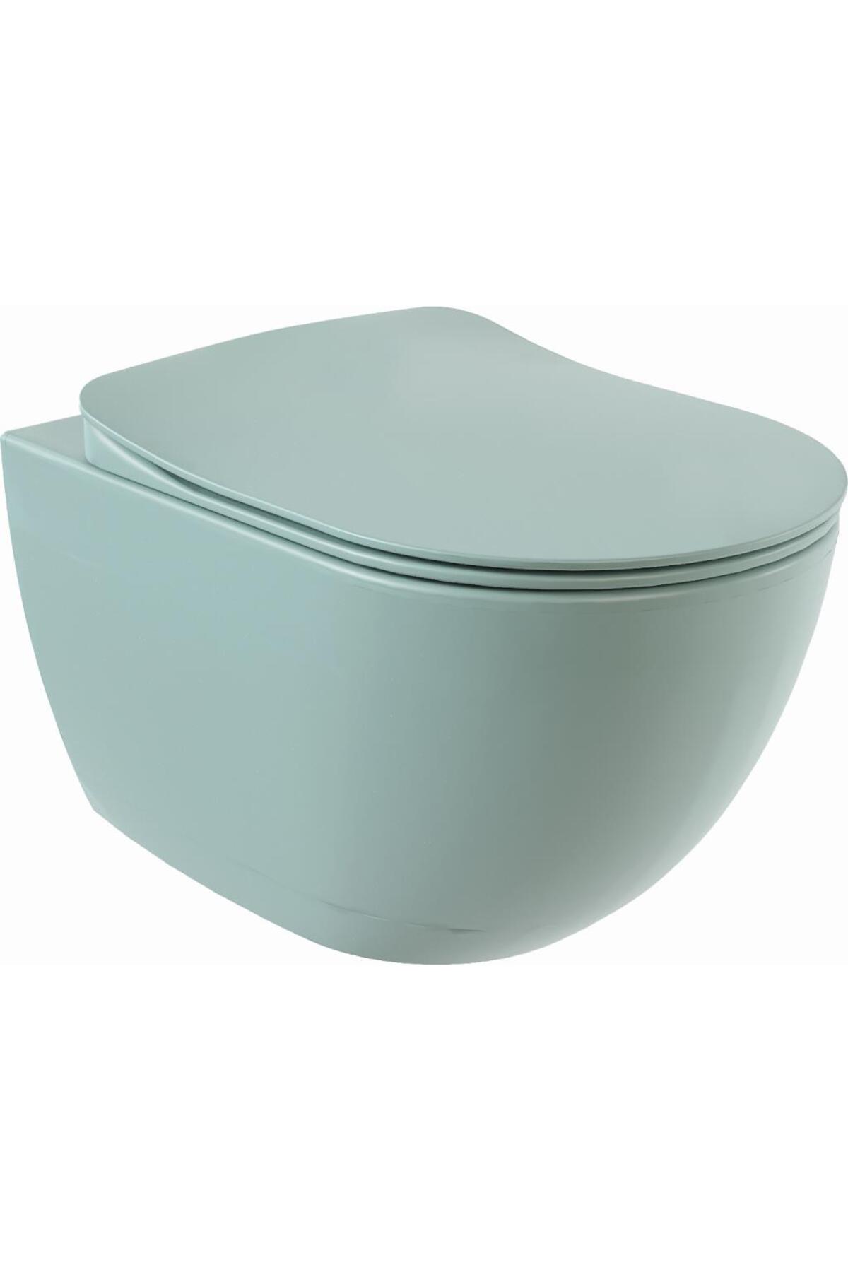 Free Rim-Off Asma Kanalsız Klozet Nil Yeşili FE322 + Yavaş Kapanır Kapak