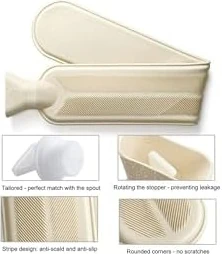 Sıcak Su Torbası Boyun ve Omuz Icın Uzun Peluş Pembe Ponponlu 2lt Termofor 75X13CM