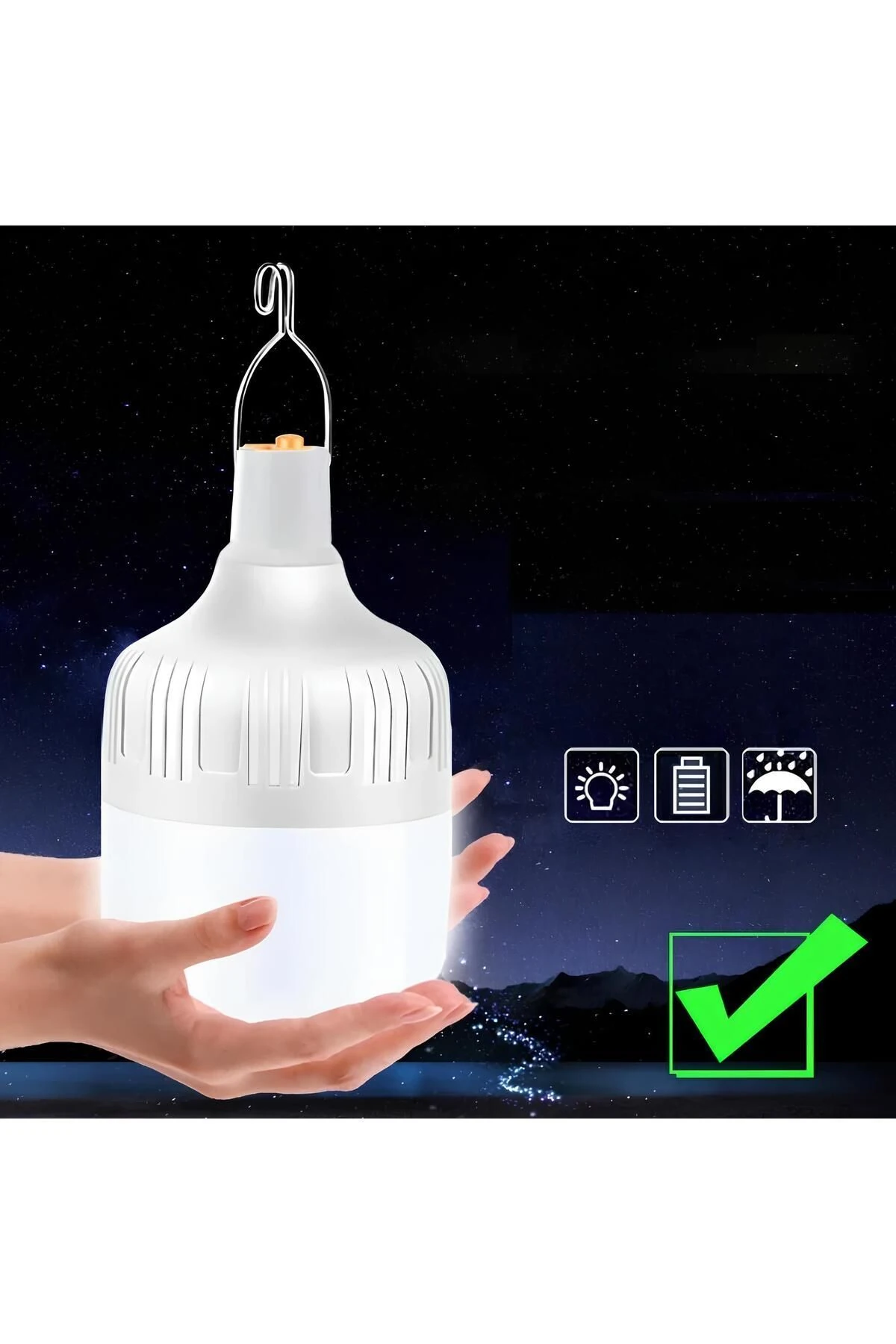 30W Taşınabilir Şarjlı Led Ampul 6400K - Beyaz Işık CT-4279