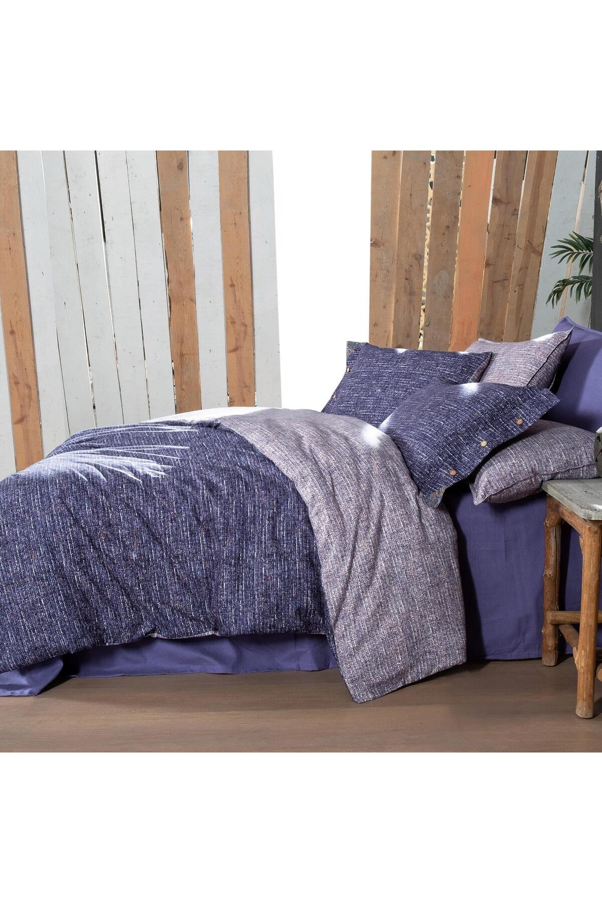Glamis King Size (Battal Boy) %100 Pamuk Flanel (Pazen) Nevresim Takımı Lila