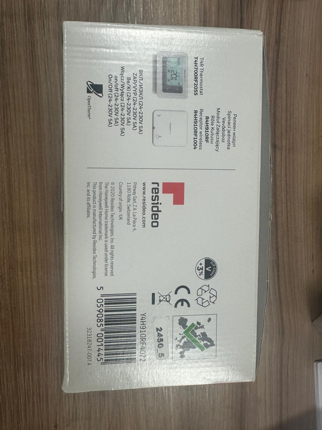 Y4H910RF4072 Kablosuz Programlanabilir Oda Termostatı - T4R