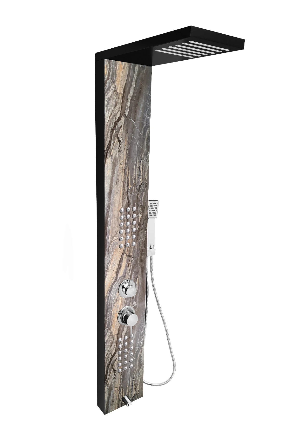 Mafsallı Victoria Mermer Desenli Masajlı Duş Paneli , Duş Seti , Duş Kolonu ,Duş Başlığı