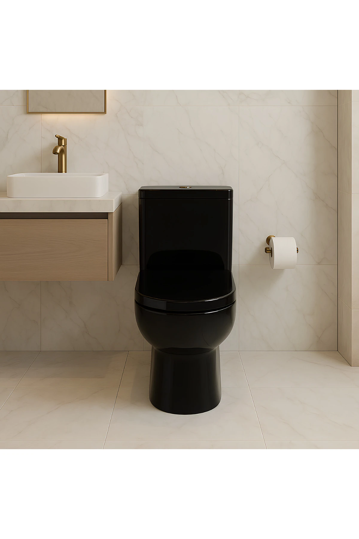 Modern Siyah Duvara Sıfır Klozet Takım MOD.K022B,Modern Duroplast Yavaş Kapak