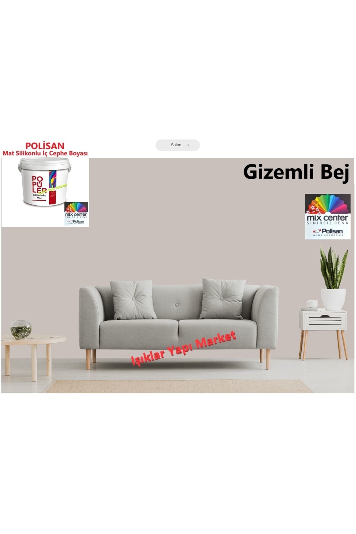 POLİSAN Popüler Silikonlu-iç Cephe Duvar Boyası--gizemli Bej