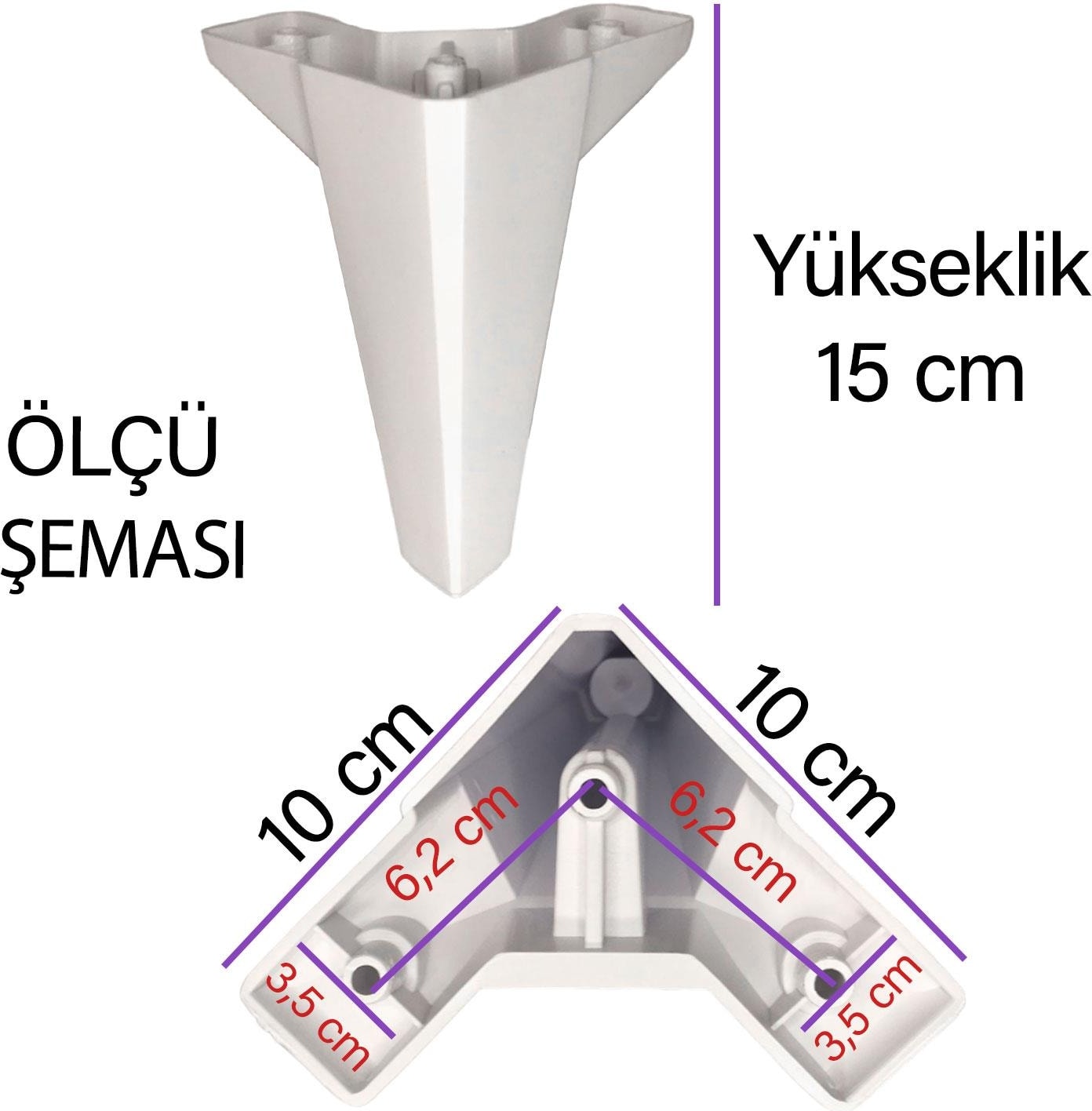 8 Adet Serdivan 15 cm Beyaz Lüx Mobilya Kanepe Sehpa Ünite Koltuk Ayağı Baza Ayak