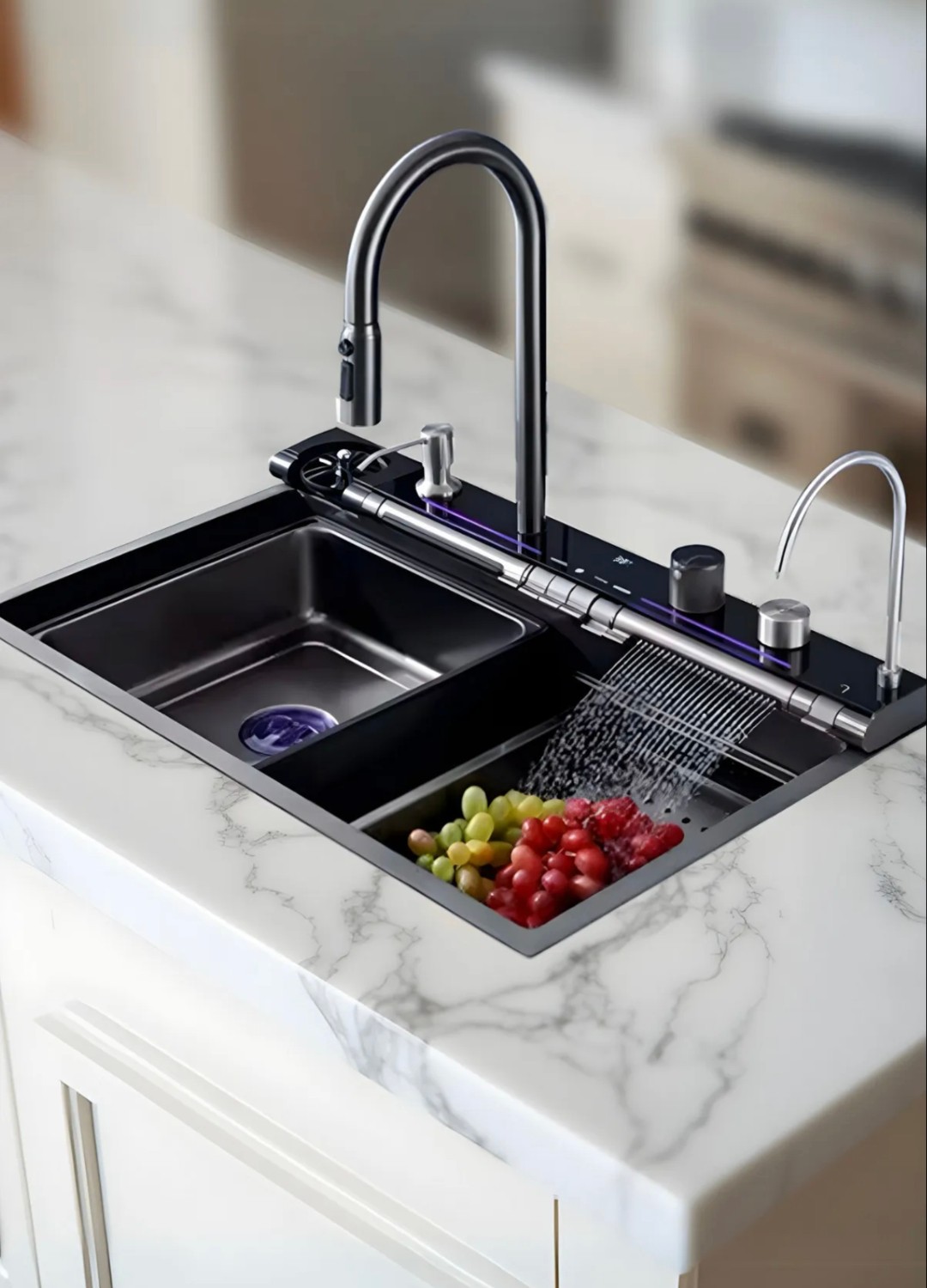 Lotus Tech 13 Fonksiyonlu Premium 5 Tuşlu 2 Yıl Güvenceli Akıllı Şelale Evye Honeycamb Petek Doku
