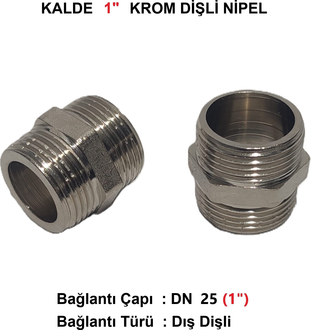 1" Sarı / Krom Dişli Nipel DN25 - Chrome Nipple