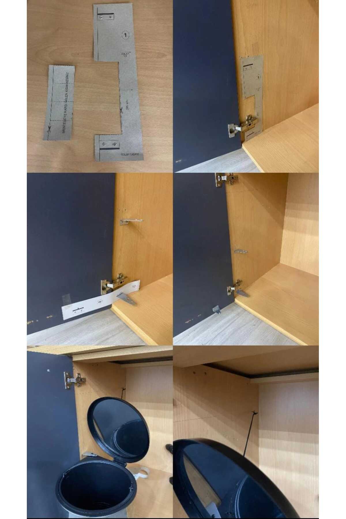 Kapağa Monte Dolap Içi Çöp Kovası Paslanmaz Çelik Mutfak Tezgah Altı Otomatik Kapak 30x 30