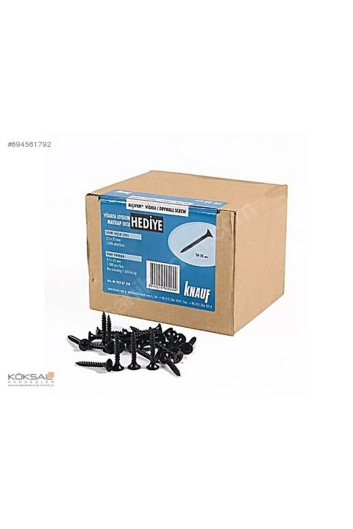 Alçıpan Vidası Sivri Uçlu 25 mm 1000 Adet