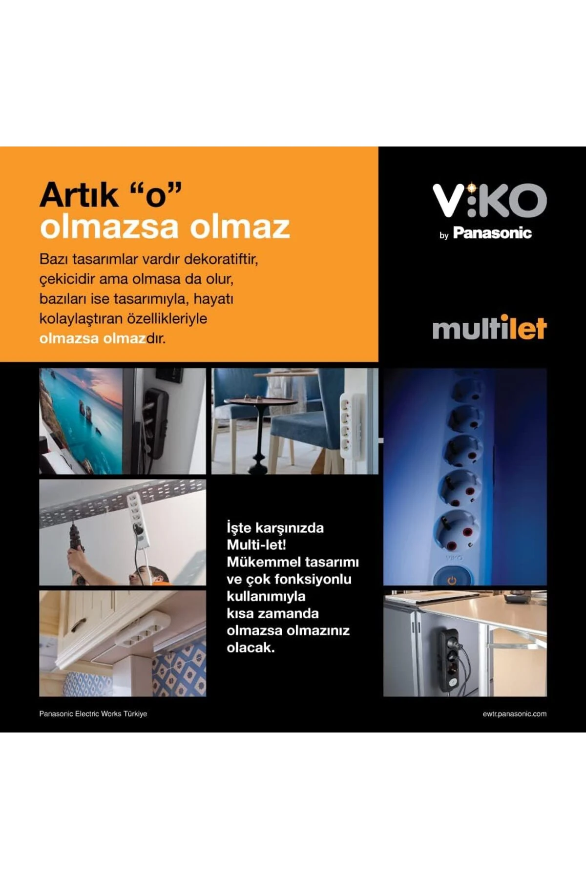 Multi-let Üçlü Priz Topraklı Kablolu SİYAH - 5 metre