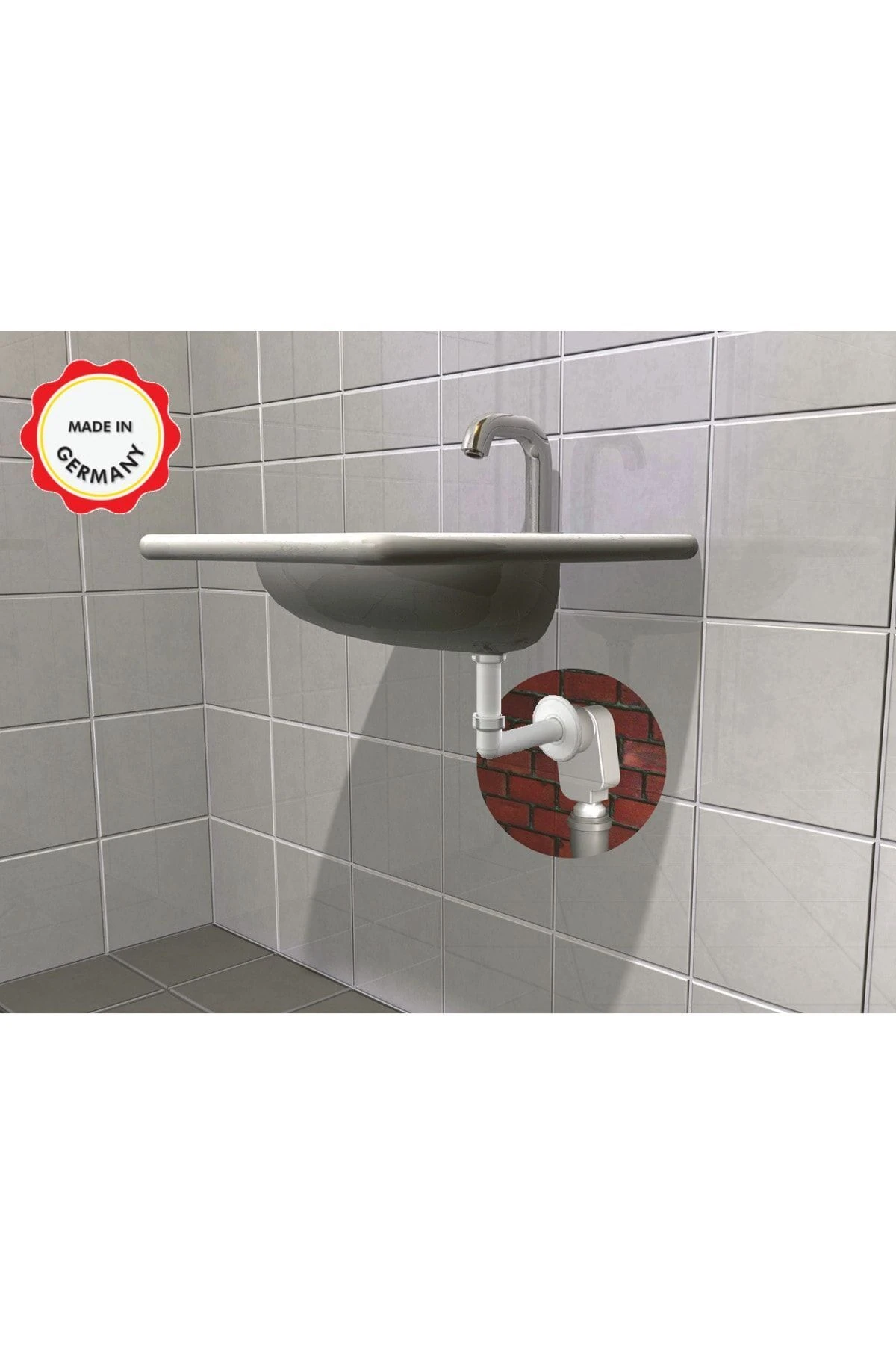 Yer kazandıran lavabo sifonu 300KS, beyaz, ankastre koku önleyici giderici kolay temizlenir sifonlu