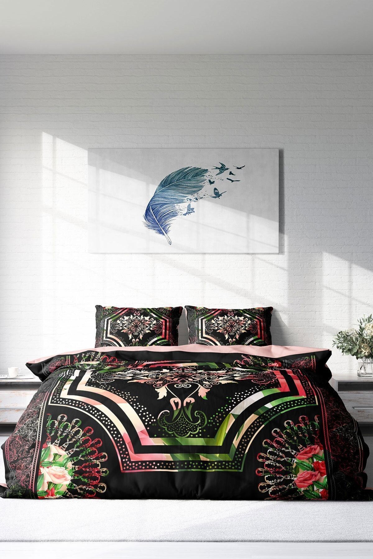 Roses Pattern 3d Tek Kişilik Nevresim Takımı