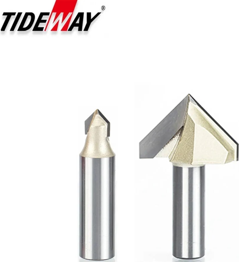 V00116 Tideway 90 Derece V-Tipi Ağaç Işleme Freze Kesici Karbür Cnc Router Bit V Oluk Ahşap Mdf Kesme Planya Gravür (Yurt Dışından)