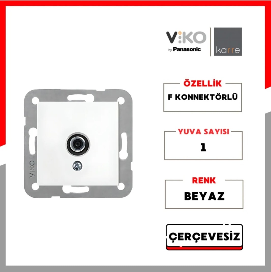 Karre F Konnektörlü Sonlu Uydu Prizi Çerçevesiz 12 Adet