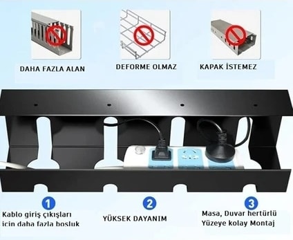 Masa Altı Kablo Toplayıcı Tepsi