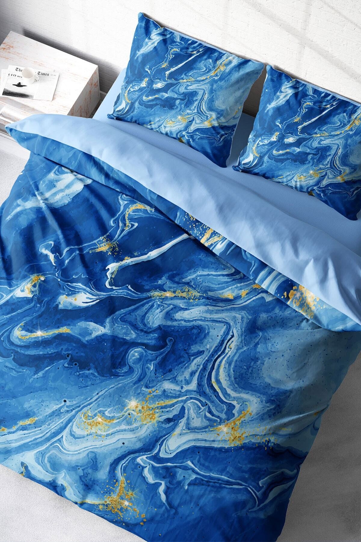 Kıng Sıze Bluedream 3d Pamuk Saten Çift Kişilik Nevresim Takımı 220x240cm